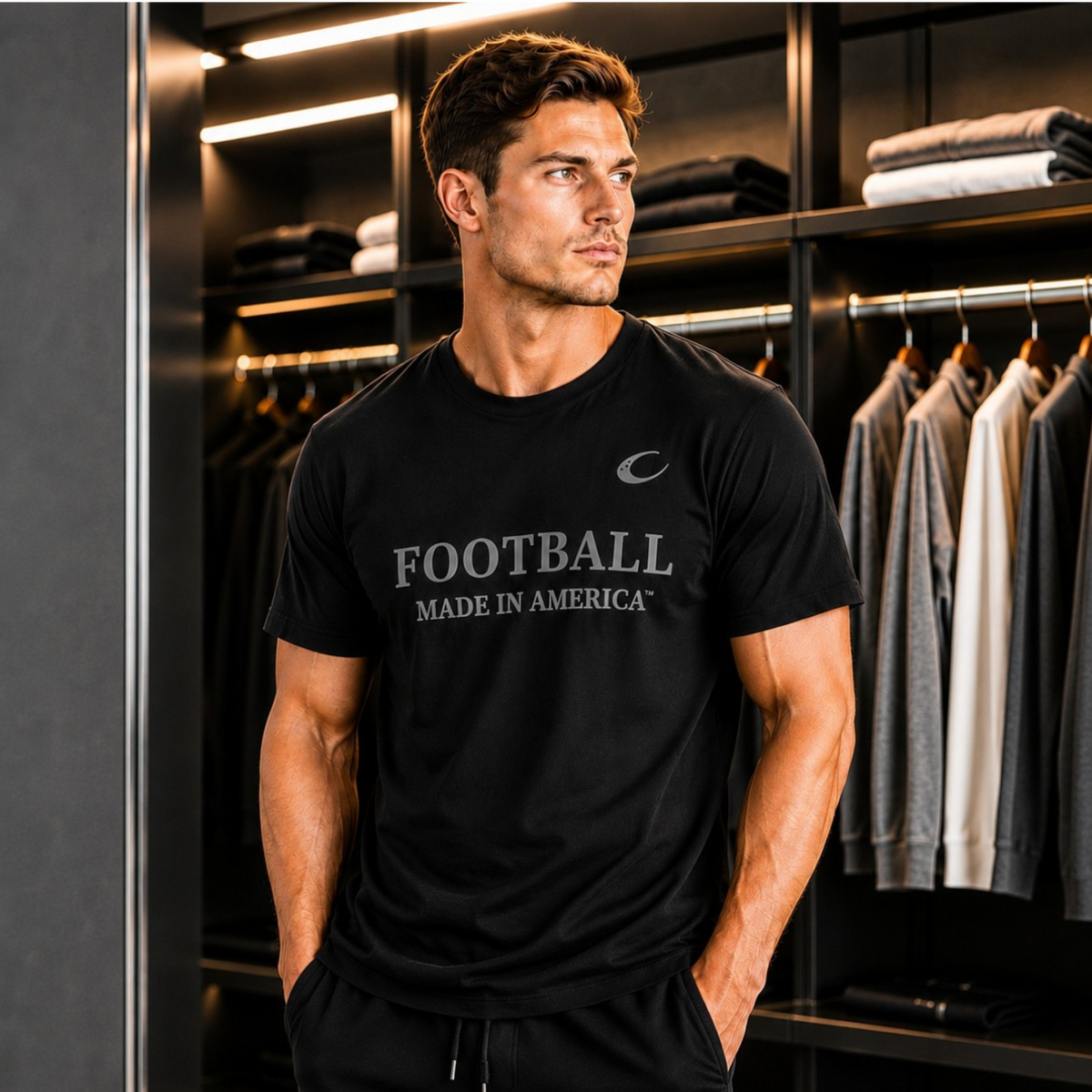 Football Made In America™ Graphite Designer Tee